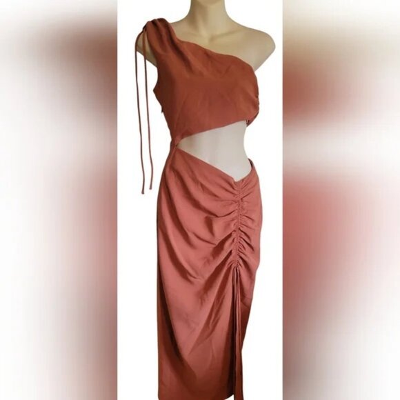 NWT Zara One-Shoulder Cutout Dress in Nude Pink bloggers Favorite! Sold out! - Picture 7 of 8